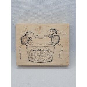 Vintage House Mouse Chocolate Mousse Ice Cream Stampa Rosa 88 Rubber Stamp 1998